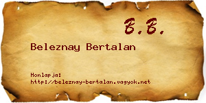 Beleznay Bertalan névjegykártya